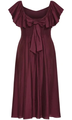 Alisia Tie-Back Midi Dress - dark cherry