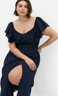 Alisia Tie-Back Midi Dress - french navy