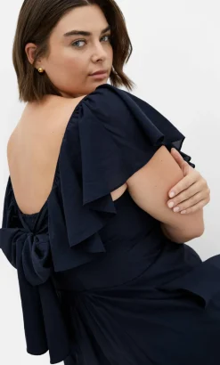 Alisia Tie-Back Midi Dress - french navy
