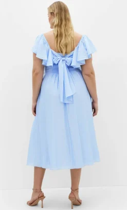 Alisia Tie-Back Midi Dress - sky blue