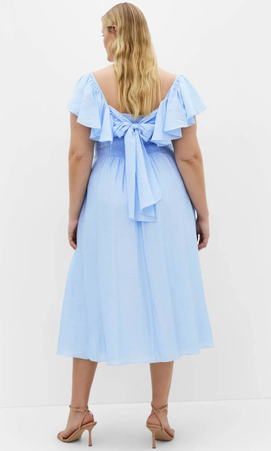 Alisia Tie-Back Midi Dress - sky blue