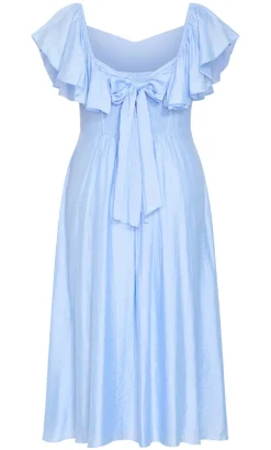 Alisia Tie-Back Midi Dress - sky blue