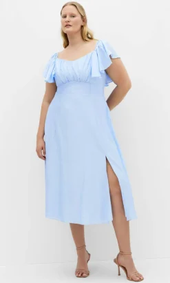 Alisia Tie-Back Midi Dress - sky blue