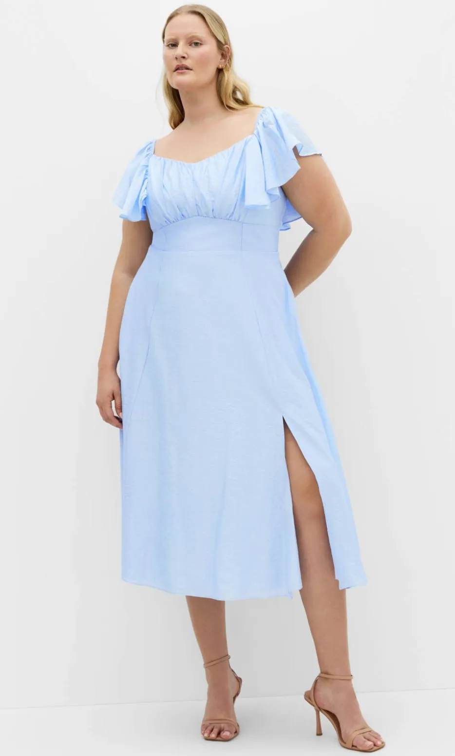 Alisia Tie-Back Midi Dress - sky blue
