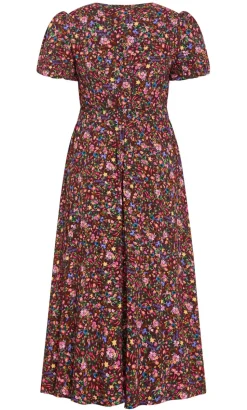 Aliya Ditsy Print Maxi Dress - burgundy