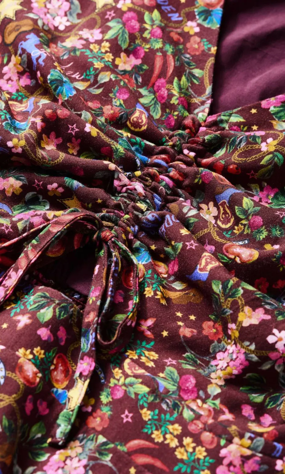 Aliya Ditsy Print Maxi Dress - burgundy