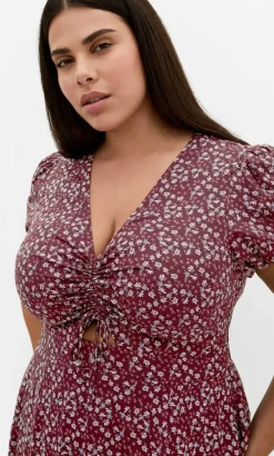 Aliya Floral Print Maxi Dress - berry