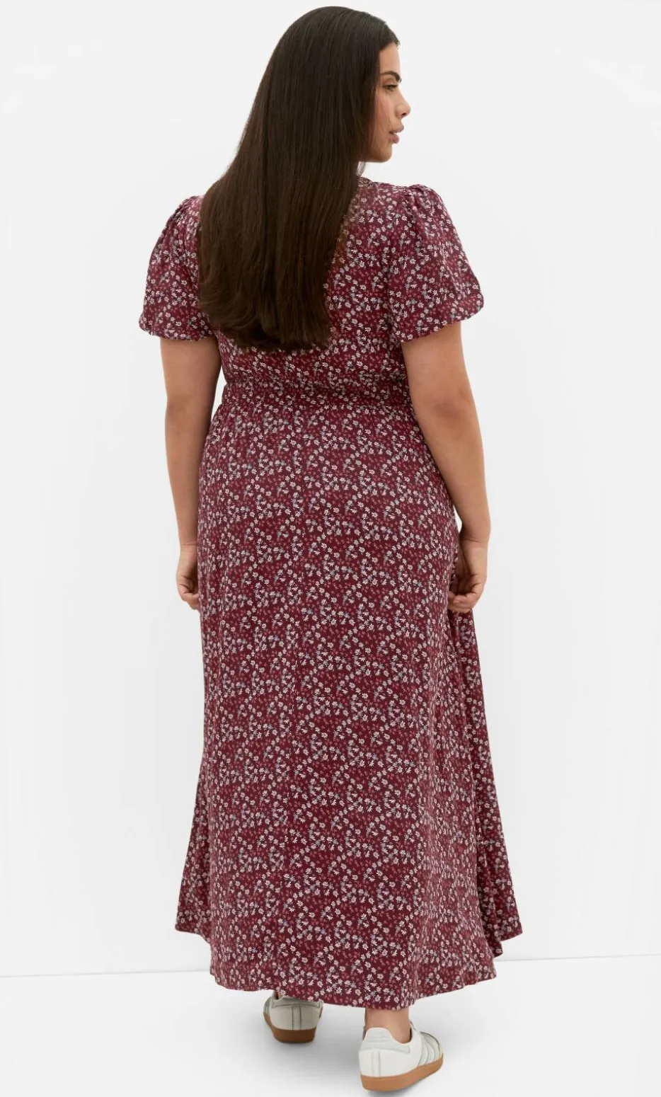 Aliya Floral Print Maxi Dress - berry