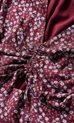 Aliya Floral Print Maxi Dress - berry