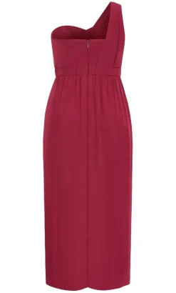 Allure One Shoulder Maxi Dress - currant
