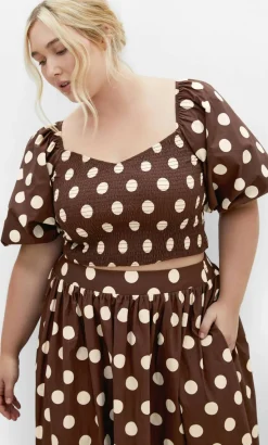 Amari Spot Print Top - chocolate