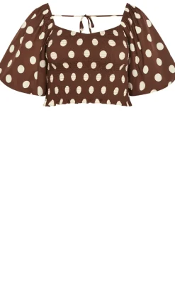 Amari Spot Print Top - chocolate