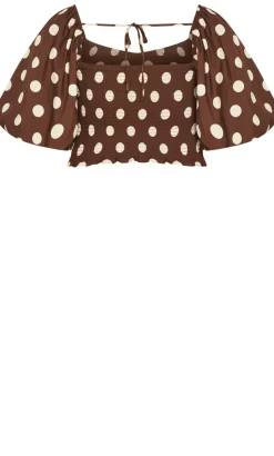Amari Spot Print Top - chocolate