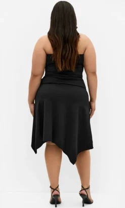 Amber Halter Asymmetrical Hem Dress - black