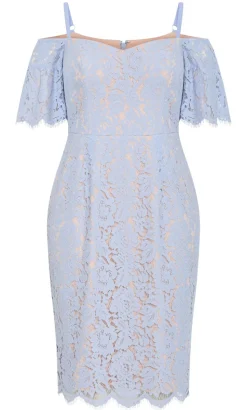 Amelia Lace Midi Dress - powder blue