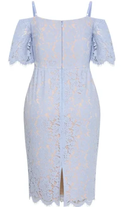 Amelia Lace Midi Dress - powder blue