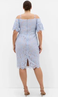 Amelia Lace Midi Dress - powder blue