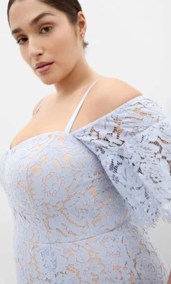 Amelia Lace Midi Dress - powder blue