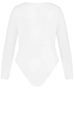 Amelia Long Sleeve Bodysuit - white