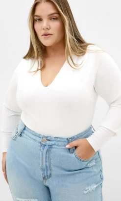 Amelia Long Sleeve Bodysuit - white