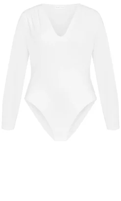 Amelia Long Sleeve Bodysuit - white