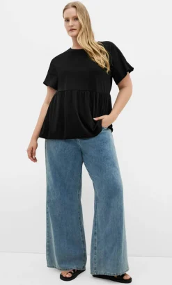 Amelia Peplum Tee - black