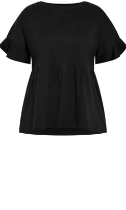 Amelia Peplum Tee - black