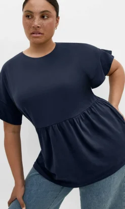 Amelia Peplum Tee - navy