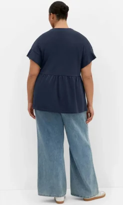Amelia Peplum Tee - navy