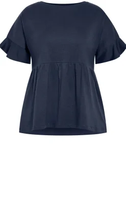 Amelia Peplum Tee - navy