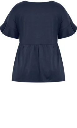 Amelia Peplum Tee - navy