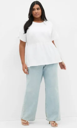 Amelia Peplum Tee - white