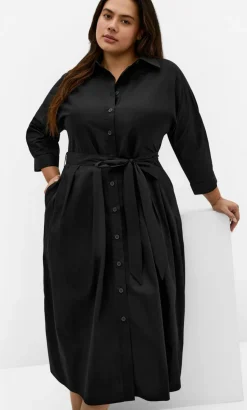 Angel Cotton Shirt Dress - black