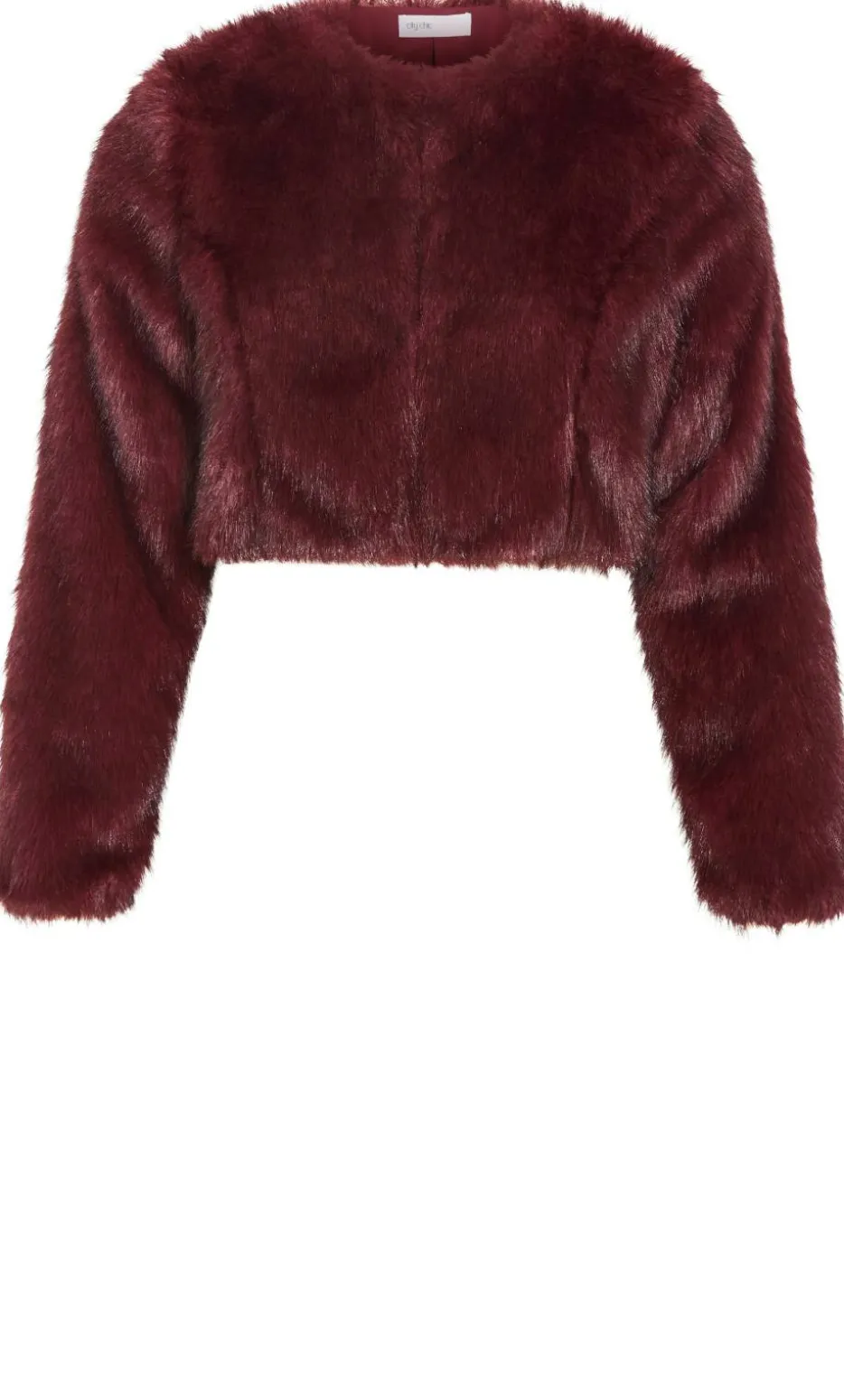 Angel Faux Fur Crop Jacket - bordeaux
