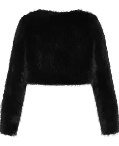 Angelica Faux Fur Crop Jacket - black