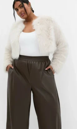 Angelica Faux Fur Crop Jacket - oat
