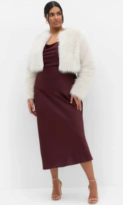 Angelica Faux Fur Crop Jacket - oat