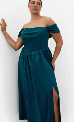 Angel Love Off Shoulder Maxi Dress - emerald
