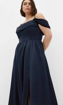 Angel Love Off Shoulder Maxi Dress - navy
