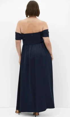 Angel Love Off Shoulder Maxi Dress - navy