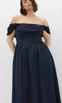 Angel Love Off Shoulder Maxi Dress - navy