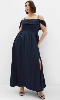 Angel Love Off Shoulder Maxi Dress - navy