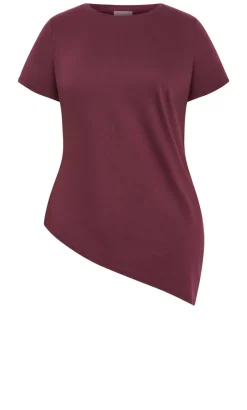 Angled Hem Cotton Tee - wildberry