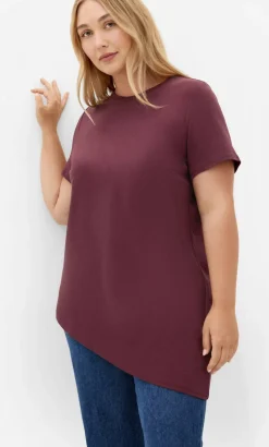 Angled Hem Cotton Tee - wildberry
