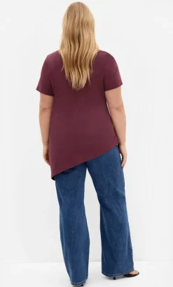 Angled Hem Cotton Tee - wildberry