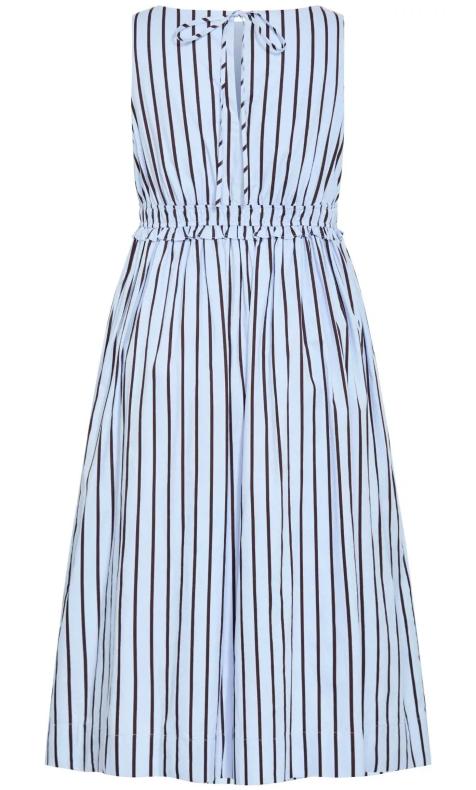 Anna Choc Stripe Cotton Dress - sky blue