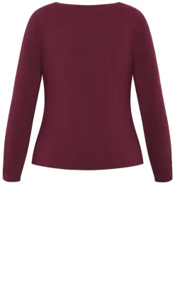Annie V Neck Top - bordeaux
