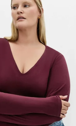 Annie V Neck Top - bordeaux