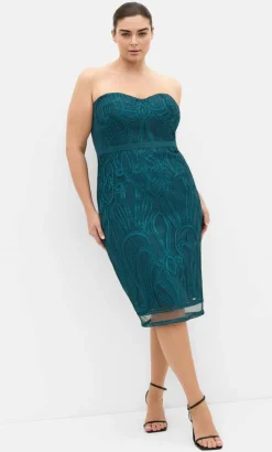 Antonia Strapless Midi Dress - emerald