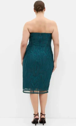 Antonia Strapless Midi Dress - emerald